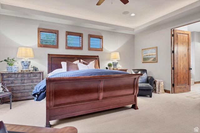 3052 N Snow Canyon Pwky Unit 168, St George, UT 84770 - bedroom featuring carpet floors, a ceiling fan, baseboards, and recessed lighting