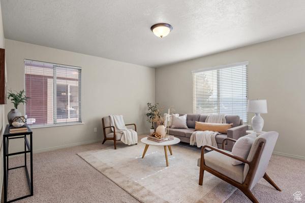 8064 N Clearwater Rd, Eagle Mountain, UT 84005 - living area with carpet and baseboards
