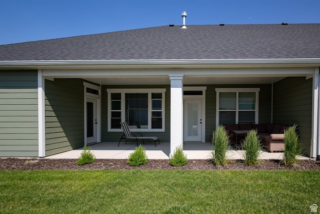 3795 S 4250 W Unit 446D, West Haven, UT 84401 - entrance to property featuring roof with shingles, a porch, and a lawn