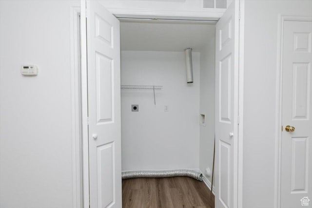 356 S 400 W, Logan, UT 84321 - laundry area with hookup for an electric dryer and dark wood-type flooring
