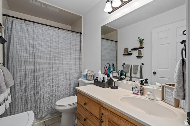 3870 W Mountaintop Cir, Cedar Hills, UT 84062 - full bathroom featuring toilet, vanity, and tile patterned flooring