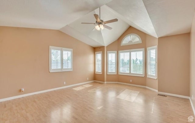 1231 E Tierney Cir, Sandy, UT 84094 - spare room featuring wood finished floors, a ceiling fan, baseboards, and lofted ceiling