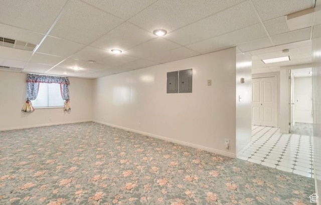 1231 E Tierney Cir, Sandy, UT 84094 - carpeted spare room with a paneled ceiling, baseboards, and electric panel
