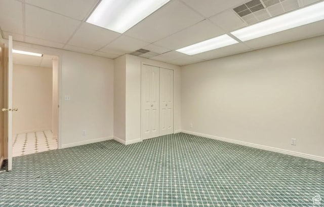 1231 E Tierney Cir, Sandy, UT 84094 - basement featuring carpet, a drop ceiling, and baseboards
