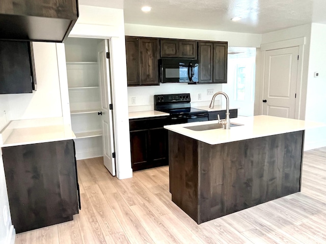 1937 S Freestone Blvd, Santaquin, UT 84655 - kitchen with black appliances, a sink, light wood-style floors, light countertops, and recessed lighting