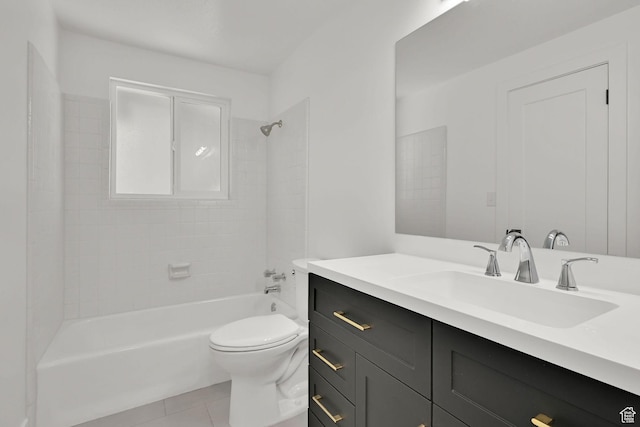 6034 S 2900 W, Roy, UT 84067 - full bathroom featuring vanity, bathing tub / shower combination, toilet, and tile patterned floors