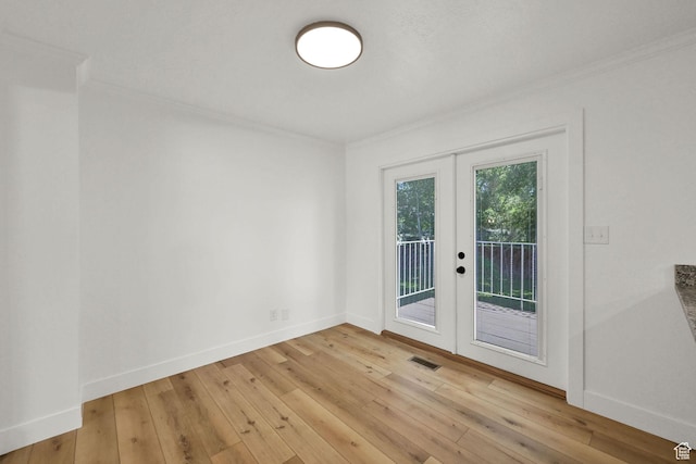 6034 S 2900 W, Roy, UT 84067 - unfurnished room featuring french doors, ornamental molding, light wood finished floors, and baseboards