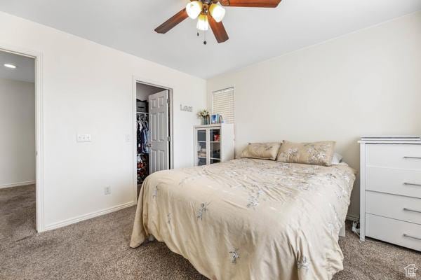 1405 N Durocher Ln W, Tooele, UT 84074 - carpeted bedroom featuring a spacious closet, baseboards, a closet, and a ceiling fan