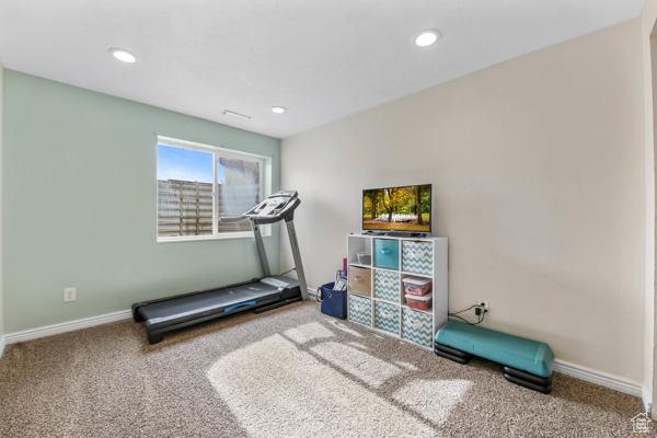 1405 N Durocher Ln W, Tooele, UT 84074 - workout room with carpet, baseboards, and recessed lighting