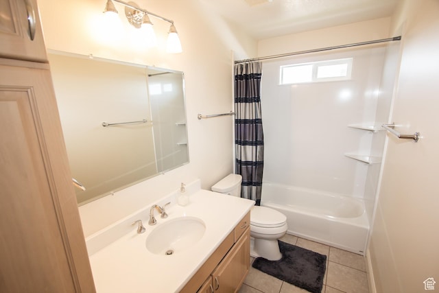 1655 E 3250 N, North Logan, UT 84341 - full bathroom featuring vanity, toilet, tile patterned floors, and shower / tub combo with curtain