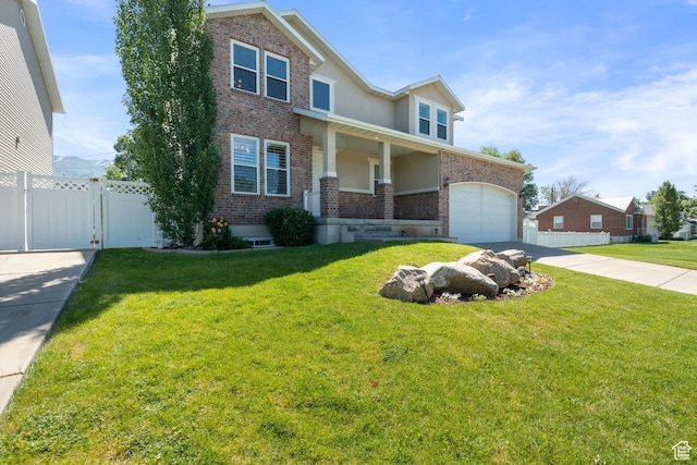 117 S 200 E, Kaysville, UT 84037 - view of front of house featuring brick siding, driveway, a garage, stucco siding, and a gate