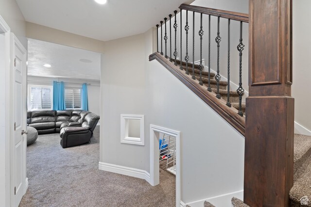 117 S 200 E, Kaysville, UT 84037 - staircase featuring carpet, baseboards, and recessed lighting