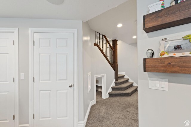 117 S 200 E, Kaysville, UT 84037 - stairs with carpet, baseboards, and recessed lighting