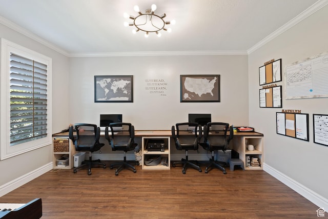 117 S 200 E, Kaysville, UT 84037 - office space with crown molding, wood finished floors, a chandelier, and baseboards