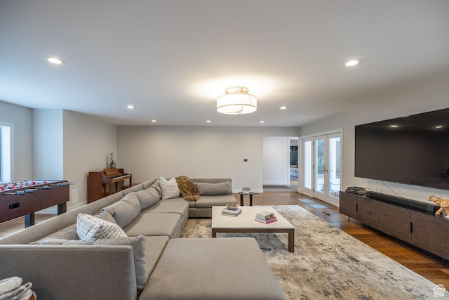 3563 S Canyon Way, Millcreek, UT 84106 - living area featuring recessed lighting, french doors, and wood finished floors