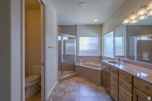 1432 E 2420th Cir S, St George, UT 84790 - bathroom featuring a shower stall, toilet, a bath, and vanity
