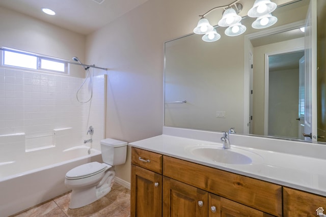 1432 E 2420th Cir S, St George, UT 84790 - bathroom with toilet, bathing tub / shower combination, vanity, tile patterned flooring, and baseboards