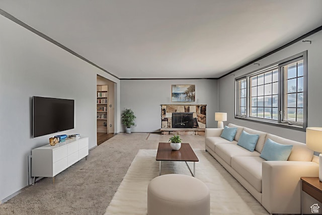 1236 E Violet Dr, Sandy, UT 84094 - living room featuring light colored carpet and a fireplace