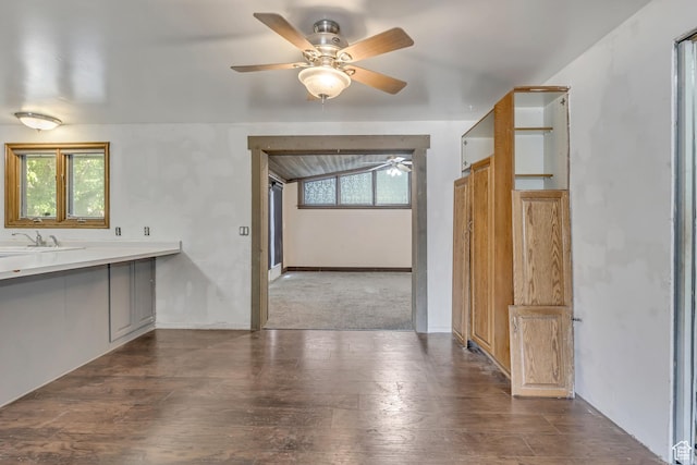 1236 E Violet Dr, Sandy, UT 84094 - unfurnished dining area with a ceiling fan, dark wood-style floors, and a sink