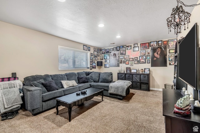 2316 E Claybourne Ave S, Millcreek, UT 84109 - carpeted living area with a textured ceiling and recessed lighting