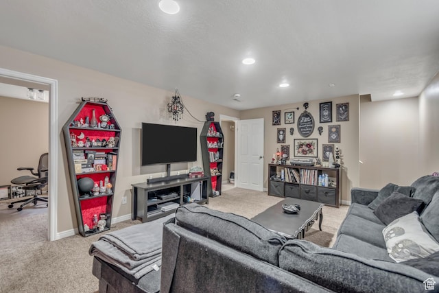 2316 E Claybourne Ave S, Millcreek, UT 84109 - living room featuring light carpet, recessed lighting, and baseboards