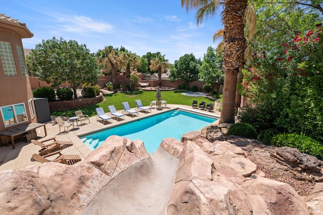 1287 W Bloomington Dr S Unit 7, Bloomington, UT 84790 - view of swimming pool with a fenced backyard and a patio