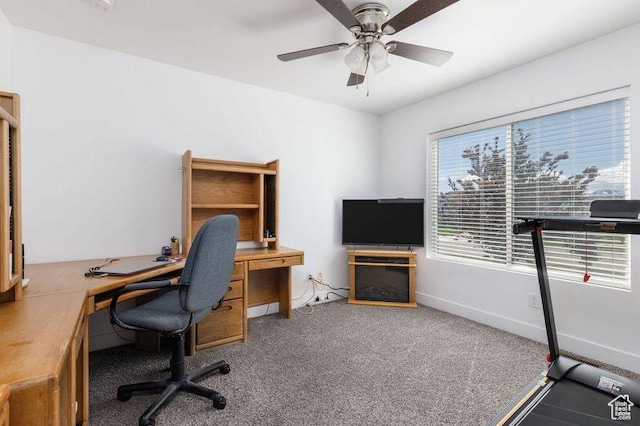 1142 W Honeycomb Dr, Grantsville, UT 84029 - carpeted office space with ceiling fan and baseboards