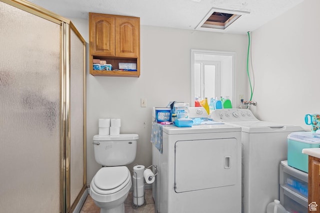 4924 W Barton Park Dr, West Jordan, UT 84081 - full bathroom featuring washer and dryer, a stall shower, and toilet