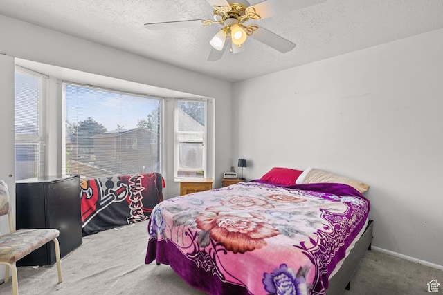 4924 W Barton Park Dr, West Jordan, UT 84081 - bedroom featuring carpet flooring, a textured ceiling, and a ceiling fan