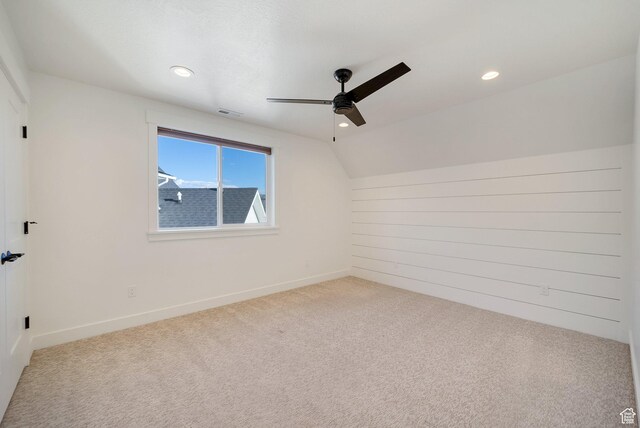 1474 E Rock View Ct, Kamas, UT 84036 - bonus room with ceiling fan, carpet, recessed lighting, lofted ceiling, and baseboards