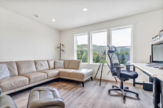 1474 E Rock View Ct, Kamas, UT 84036 - office area with light wood-type flooring, recessed lighting, and baseboards