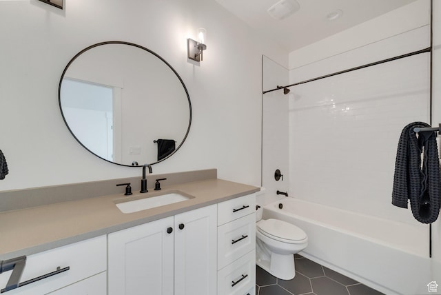 1474 E Rock View Ct, Kamas, UT 84036 - full bath featuring vanity, toilet, tile patterned floors, and shower / bathtub combination