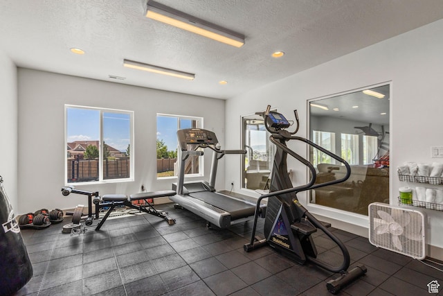 6653 W Dry Creek Ln, Highland, UT 84003 - exercise room with a textured ceiling and recessed lighting