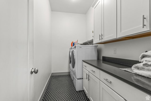6653 W Dry Creek Ln, Highland, UT 84003 - laundry area featuring independent washer and dryer, cabinet space, and baseboards