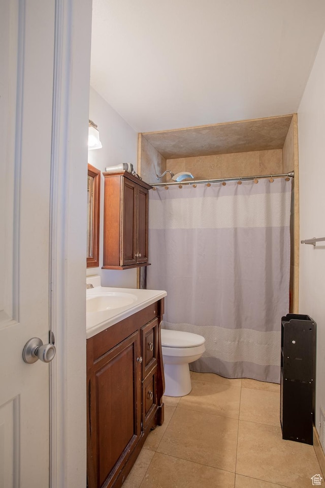 3746 S 7200 W, Magna, UT 84044 - bathroom with vanity, toilet, tile patterned floors, and a shower with shower curtain