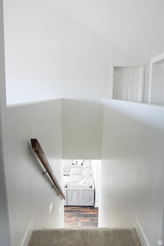 1204 Hyperion Way, Soda Springs, ID 83276 - stairs featuring baseboards and wood finished floors
