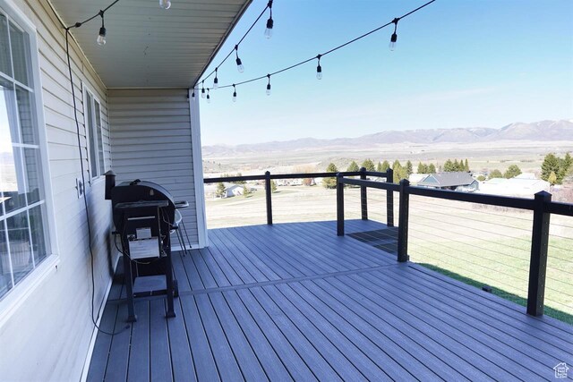 1204 Hyperion Way, Soda Springs, ID 83276 - wooden deck with a mountain view and grilling area