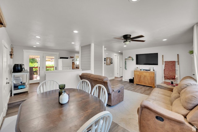648 W 2200 N, Clinton, UT 84015 - dining room featuring wood finished floors, recessed lighting, a ceiling fan, and baseboards