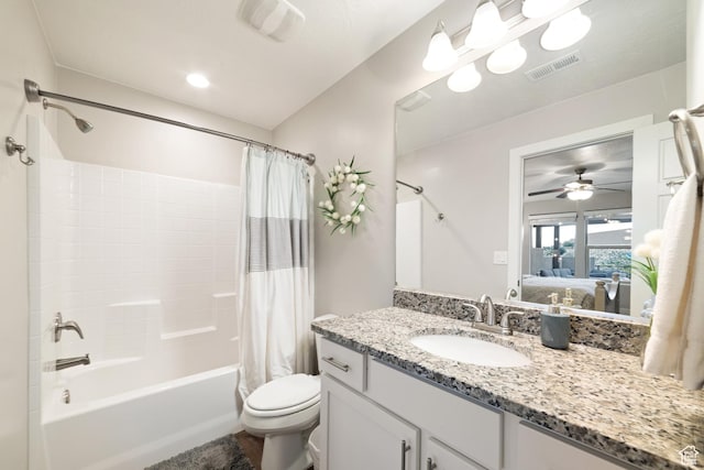 5048 N Escapes Dr, St George, UT 84770 - full bath featuring shower / tub combo, vanity, toilet, ensuite bathroom, and a ceiling fan
