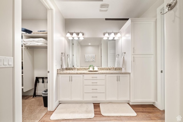 5048 N Escapes Dr, St George, UT 84770 - bathroom with double vanity, wood finished floors, and a closet