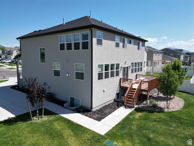 1573 N Woodside Dr, Spanish Fork, UT 84660 - rear view of property with a deck, stucco siding, a residential view, and stairway