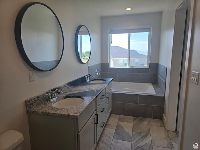 1573 N Woodside Dr, Spanish Fork, UT 84660 - full bath with a bath, double vanity, toilet, and recessed lighting