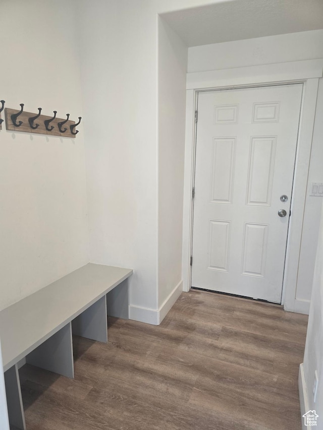 1573 N Woodside Dr, Spanish Fork, UT 84660 - mudroom featuring wood finished floors and baseboards