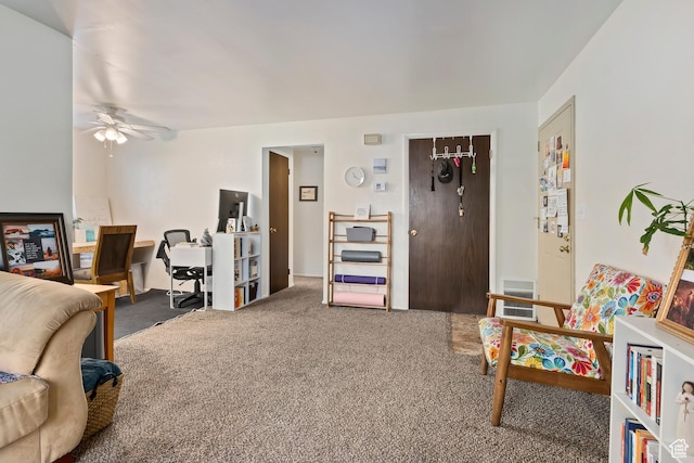 4614 S Quail Park Dr E Unit A, Millcreek, UT 84117 - living room with carpet and ceiling fan
