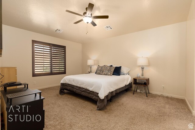 3504 E 3140 S, St George, UT 84790 - carpeted bedroom with baseboards and a ceiling fan