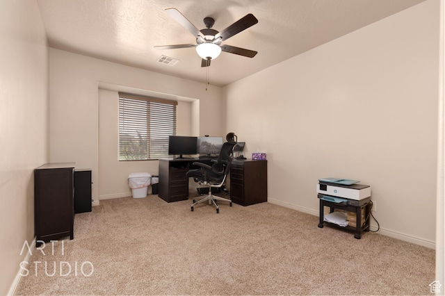 3504 E 3140 S, St George, UT 84790 - office space featuring carpet, ceiling fan, baseboards, and a textured ceiling