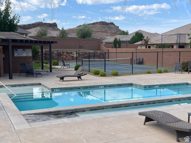 3504 E 3140 S, St George, UT 84790 - community pool with a mountain view, a tennis court, and a patio