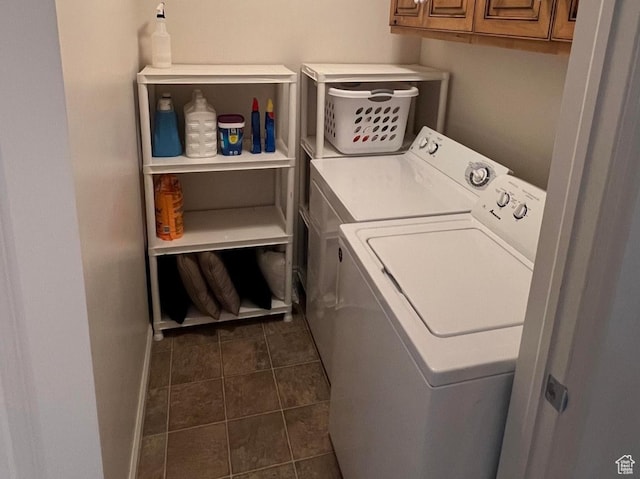 1305 S 1410 E, Provo, UT 84606 - washroom featuring cabinet space, separate washer and dryer, and dark tile patterned flooring