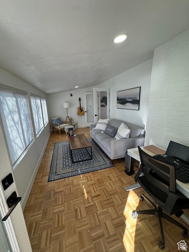 4288 S Shirley Ln, Holladay, UT 84124 - living room with vaulted ceiling, baseboards, and recessed lighting