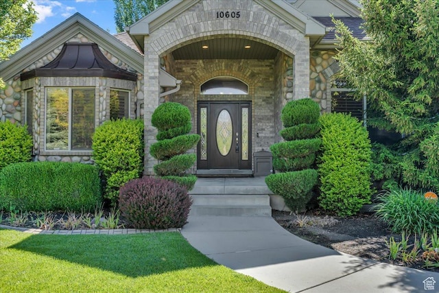 10605 S Willow Valley Rd W, South Jordan, UT 84095 - property entrance with stone siding